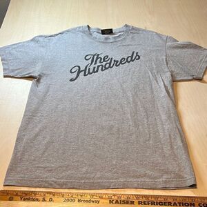Y2K Authentic THE HUNDREDS Bomb Grey Shirt Mens Size L Logo Spellout
